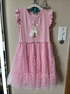 Pink Bunny Tiered Tulle Girls' Dress